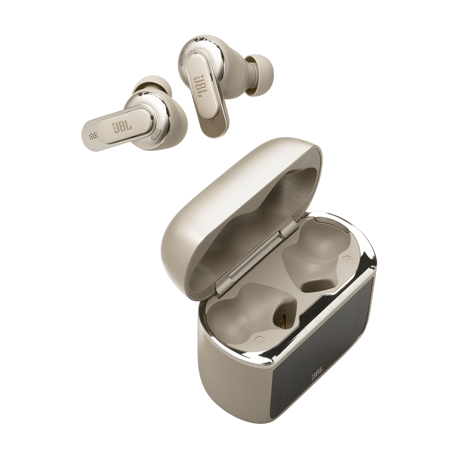 JBL Tour Pro 3 - Latte - True Wireless Noise Cancelling earbuds with Smart Charging Case™ - Detailshot 4